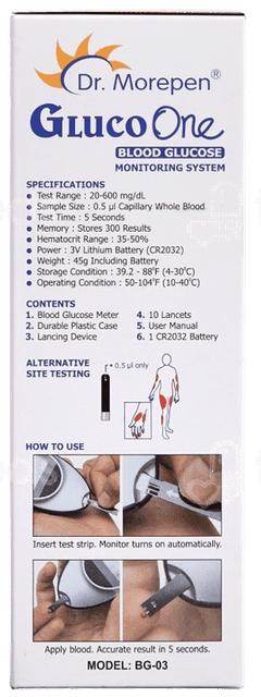 Dr Morepen Gluco One Bg 03 Blood Glucose Monitoring System 1 With 50 Blood Glucose Test Strips