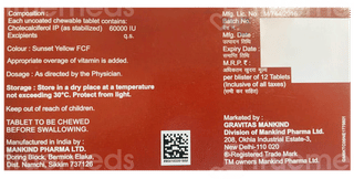 D3 Must 60K Orange Flavour Sugar Free Chewable Tablet 12