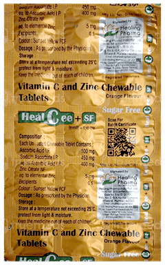 Healcee + Sf Orange Flavour Chewable Tablet 15 Healcee + Sf Orange Flavour Chewable Tablet 15
