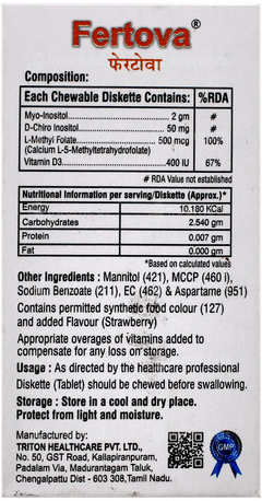 Fertova Strawberry Flavour Sugar Free Chewable Diskette Tablet 10