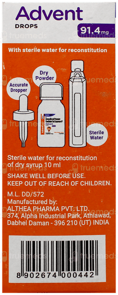 Advent 91.4Mg Tangy Orange Flavour Oral Drops 10Ml Advent 91.4Mg Tangy Orange Flavour Oral Drops 10Ml