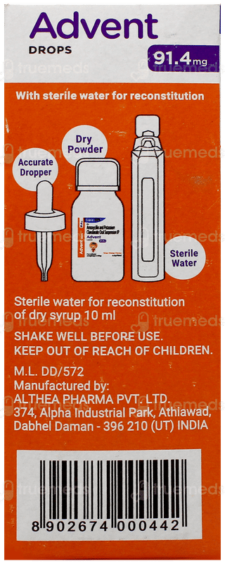 Advent 91.4Mg Tangy Orange Flavour Oral Drops 10Ml