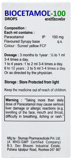 Biocetamol 100 Mint Flavour Oral Drops 15ml