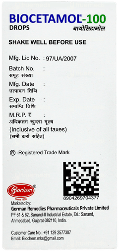 Biocetamol 100 Mint Flavour Oral Drops 15ml