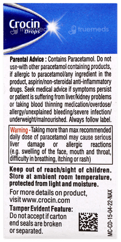 Crocin Peppermint Flavour Oral Drops 15ml Crocin Peppermint Flavour Oral Drops 15ml