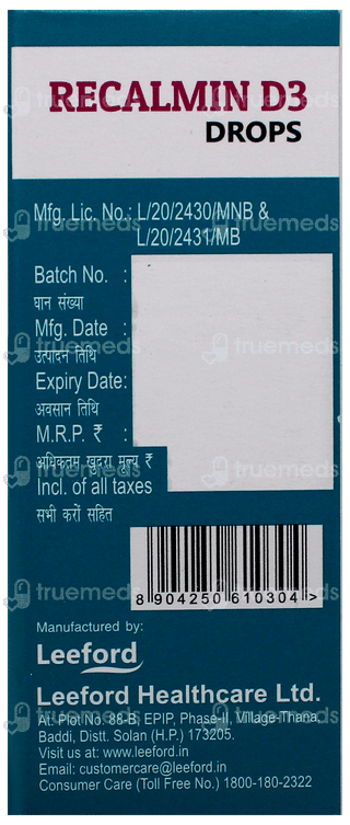 Recalmin D3 Oral Drops 30ml