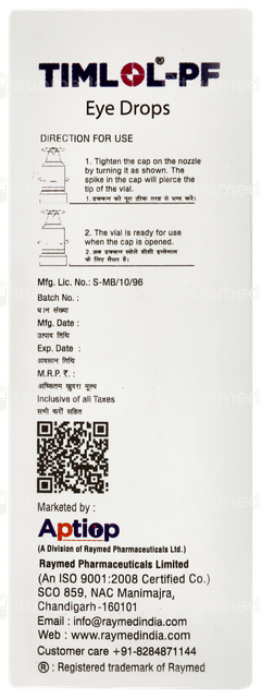 Timlol Pf Eye Drops 5ml