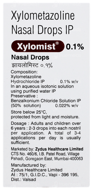 Xylomist 0.1% Nasal Drops 10ml