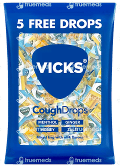 Vicks Menthol Ginger Honey Tulsi Cough Drops 120+5 Free