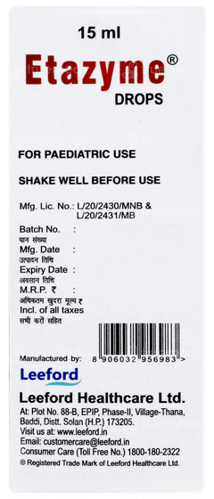 Etazyme Pineapple Flavoured Oral Drops 15ml