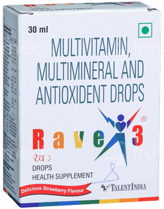 Rave 3 Strawberry Flavour Drops 15ml Rave 3 Strawberry Flavour Drops 15ml