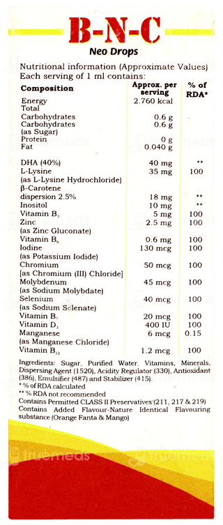 B N C Neo Orange Flavour Oral Drops 30ml
