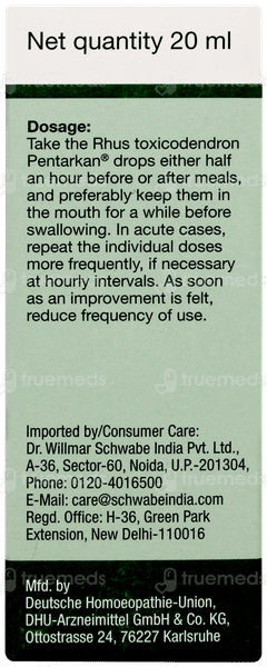 Dr Willmar Schwabe Rhus Toxicodendron Pentarkan Ptk 73 Drops 20ml