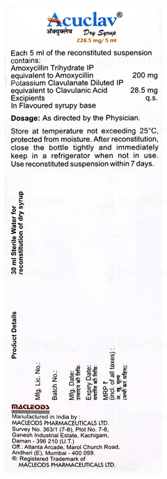 Acuclav Dry Syrup 30ml Acuclav Dry Syrup 30ml