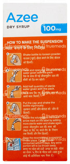 Azee 100mg Peppermint Flavour Dry Syrup 15ml