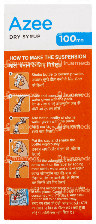 Azee 100mg Peppermint Flavour Dry Syrup 15ml