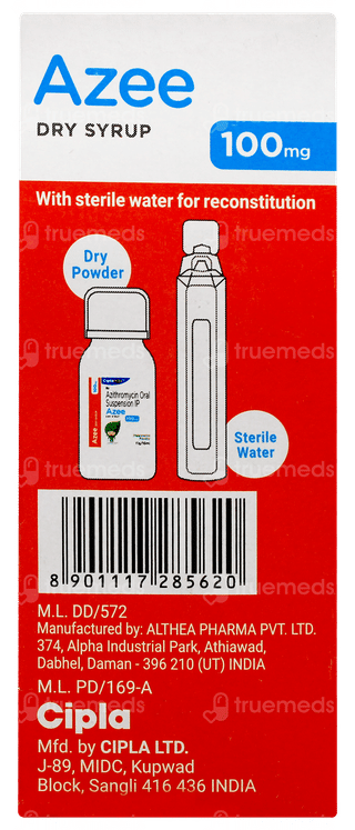 Azee 100mg Peppermint Flavour Dry Syrup 15ml