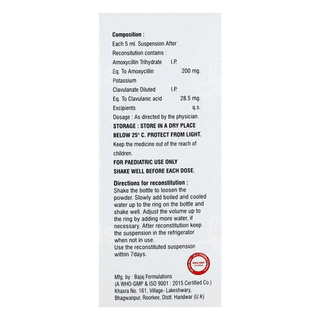 Exclav 200/28.5 Mg Dry Syrup 30 Ml