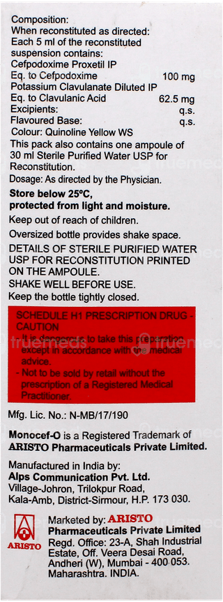 Monocef O Cv 100/62.5 Suspension 30ml