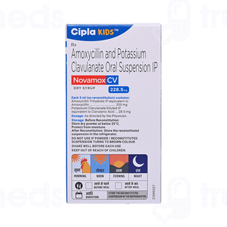 Novamox Cv 228.5mg Tangy Orange Flavour Dry Syrup 30ml