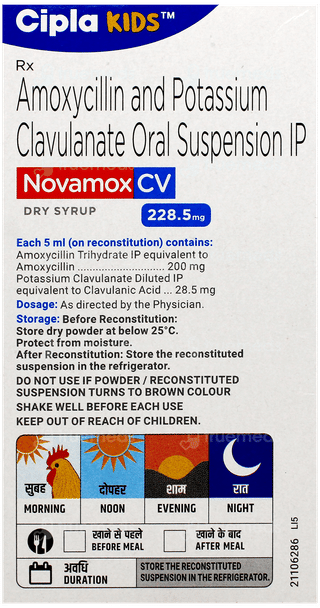 Novamox Cv 228.5Mg Tangy Orange Flavour Dry Syrup 30Ml