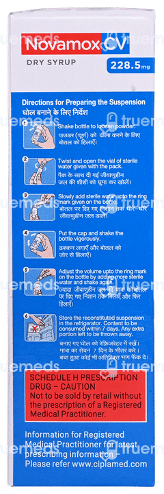 Novamox Cv 228.5mg Tangy Orange Flavour Dry Syrup 30ml Novamox Cv 228.5mg Tangy Orange Flavour Dry Syrup 30ml