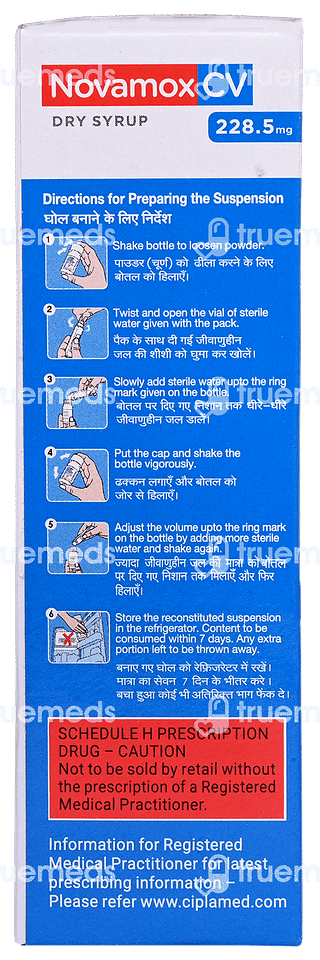 Novamox Cv 228.5mg Tangy Orange Flavour Dry Syrup 30ml