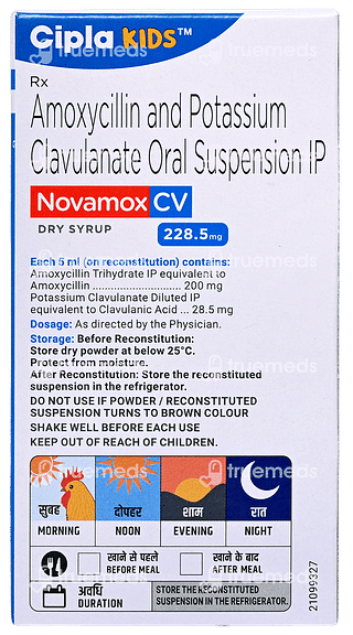 Novamox Cv 228.5mg Tangy Orange Flavour Dry Syrup 30ml