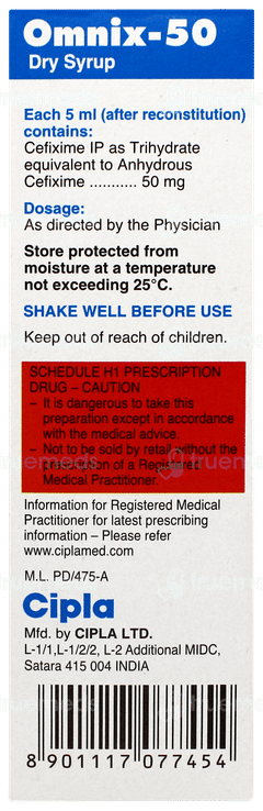 Omnix 50 Strawberry Flavour  Dry Syrup 30ml