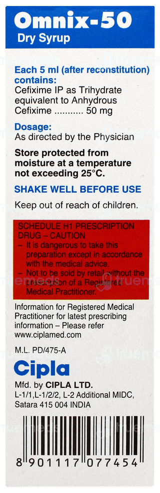 Omnix 50 Strawberry Flavour  Dry Syrup 30ml