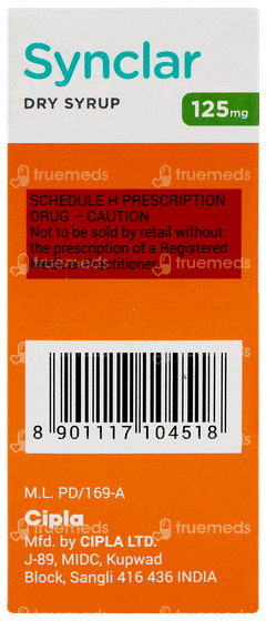 Synclar 125mg Banana Flavour Dry Syrup 30ml Synclar 125mg Banana Flavour Dry Syrup 30ml