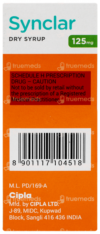 Synclar 125mg Banana Flavour Dry Syrup 30ml