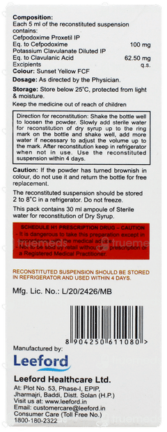 Cefredrox Cv Duos Pineapple & Peppermint Flavour Dry Syrup 30ml