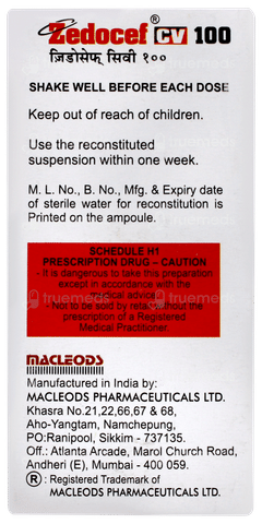 Zedocef Cv 100 Suspension 30ml
