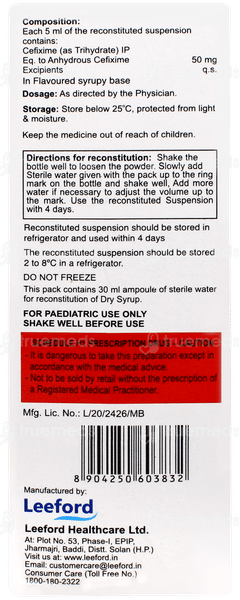 Zefway 50 Orange Flavour Dry Syrup 30ml