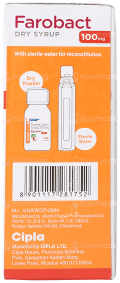 Farobact 100 Mg Tutti Frutti Flavour Dry Syrup 30 Ml Farobact 100 Mg Tutti Frutti Flavour Dry Syrup 30 Ml