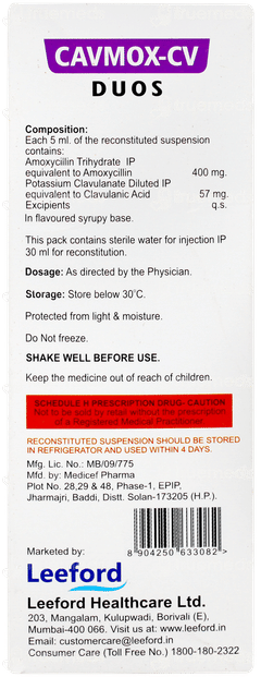 Cavmox Cv Duos Banana & Mix Fruit Flavour Dry Syrup 30ml Cavmox Cv Duos Banana & Mix Fruit Flavour Dry Syrup 30ml