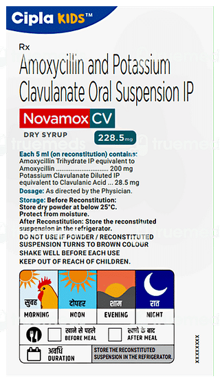 Novamox Cv 228.5mg Tangy Orange Flavour Dry Syrup 60ml