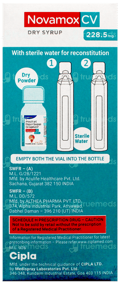 Novamox Cv 228.5Mg Tangy Orange Flavour Dry Syrup 60Ml Novamox Cv 228.5Mg Tangy Orange Flavour Dry Syrup 60Ml