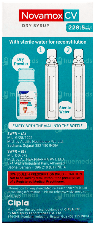Novamox Cv 228.5Mg Tangy Orange Flavour Dry Syrup 60Ml