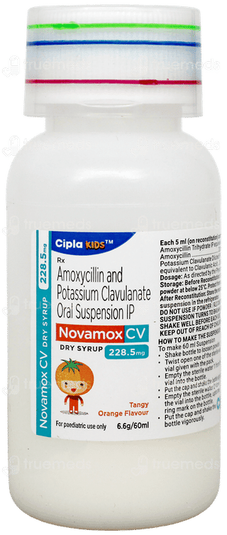 Novamox Cv 228.5Mg Tangy Orange Flavour Dry Syrup 60Ml