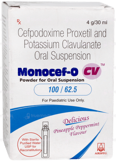 Monocef O Cv 100/62.5 Pineapple Peppermint Flavour Suspension 30ml Monocef O Cv 100/62.5 Pineapple Peppermint Flavour Suspension 30ml