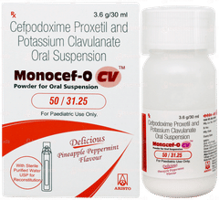 Monocef O Cv 50/31.25 Pineapple Peppermint Flavour Suspension 30ml Monocef O Cv 50/31.25 Pineapple Peppermint Flavour Suspension 30ml