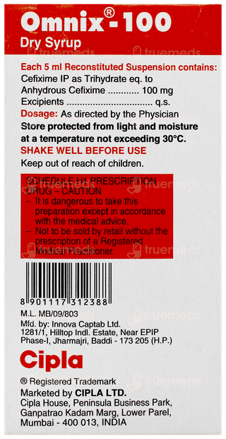 Omnix 100 Pineapple Flavour Dry Syrup 60Ml