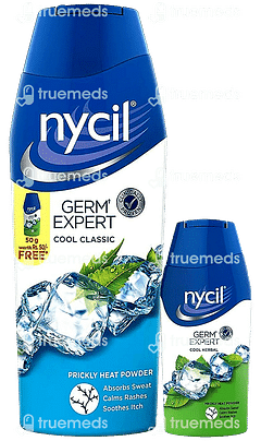 Nycil Germ Expert Classic Prickly Heat Powder 150gm With Nycil Cool Herbal 50gm Free