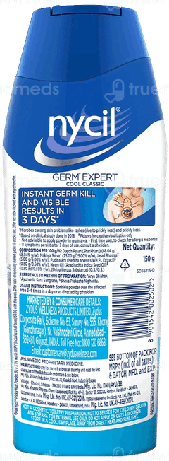 Nycil Germ Expert Classic Prickly Heat Powder 150Gm With Nycil Cool Herbal 50Gm Free