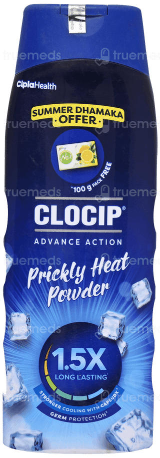 Clocip Advance Action Prickly Heat Powder 150gm With Godrej No 1 Lime Aloe Vera Soap 100gm Free