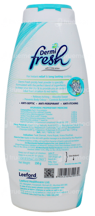 Dermi Fresh Extra Cool Prickly Heat Powder 150gm