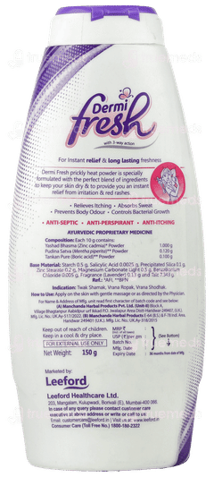 Dermi Fresh Lavender Prickly Heat Powder 150Gm