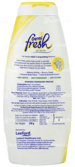 Dermi Fresh Prickly Heat Lemon Powder 150Gm